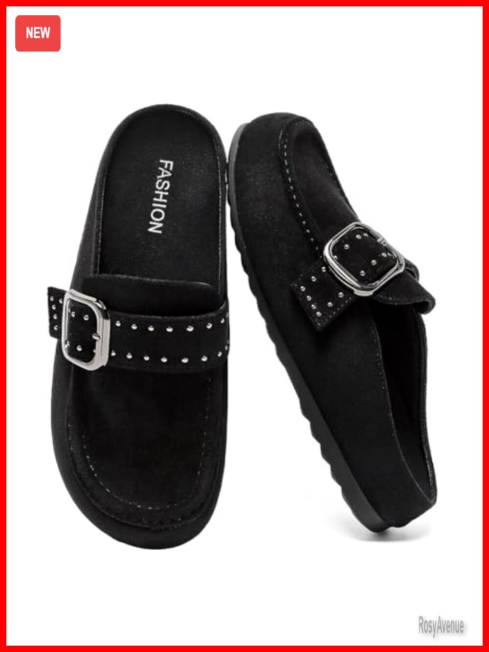 Women's Closed Toe Mule Loafers with Adjustable Buckle, Platform Clog